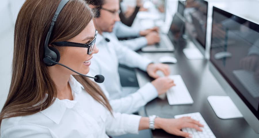 Monitoring agent with headset in a call center