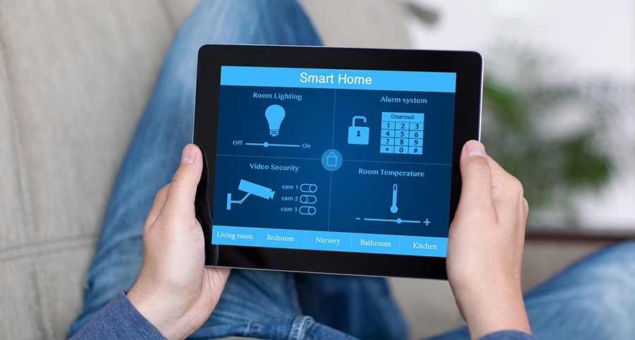 The ability to access and control security components from a mobile device is one of the top smart home trends in Charlotte. Close-up of smart home security app.